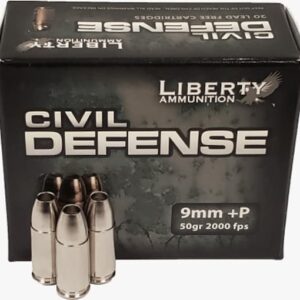 Liberty Civil Defense Ammunition 9mm Luger +P 50 Grain Fragmenting Hollow Point Lead-Free 500 round