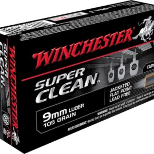 Winchester Super Clean NT Ammunition 9mm Luger 105 Grain Jacketed Flat Point 500 round
