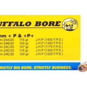 Buffalo Bore Ammunition 9mm Luger +P+ 147 Grain Jacketed Hollow Point  500 round