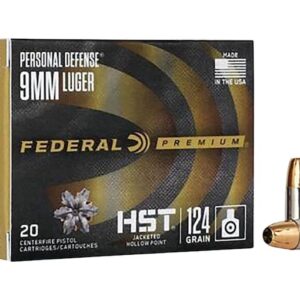 Federal Premium Personal Defense Ammunition 9mm Luger 124 Grain HST Jacketed Hollow Point 500 round