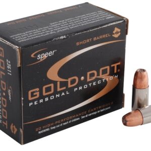 Speer Gold Dot Short Barrel Ammunition 9mm Luger +P 124 Grain Jacketed Hollow Point 500 round