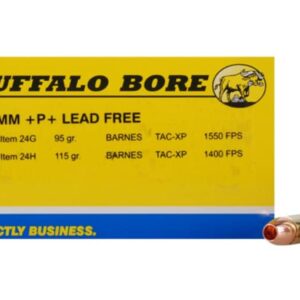 Buffalo Bore Ammunition 9mm Luger +P+ 95 Grain Barnes TAC-XP Hollow Point Lead-Free 500 round