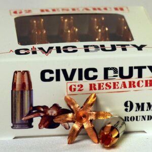 G2 Research Civic Duty Ammunition 9mm Luger 94 Grain Expanding Solid Copper Lead-Free 500 round