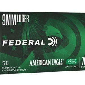 Federal American Eagle IRT Ammunition 9mm Luger 70 Grain Flat Nose Lead-Free 1000 round