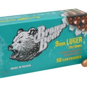 Brown Bear Ammunition 9mm Luger 115 Grain Full Metal Jacket Steel Case 1000 round