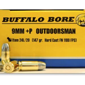 Buffalo Bore Ammunition Outdoorsman 9mm Luger +P 147 Grain Hard Cast Lead Flat Nose 500 round