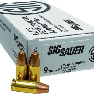 Sig Sauer Elite Performance Ammunition 9mm Luger +P 90 Grain Frangible Flat Nose Lead Free 1000 round