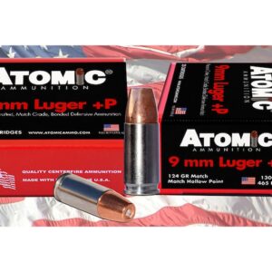 Atomic Ammunition 9mm Luger +P 124 Grain Bonded Jacketed Hollow Point 500 round