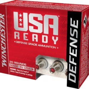 Winchester USA Ready Defense Ammunition 9mm Luger +P 124 Grain Hex-Vent Jacketed Hollow Point  500 round