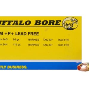 Buffalo Bore Ammunition 9mm Luger +P+ 115 Grain Barnes TAC-XP Hollow Point Lead-Free 500 rounds