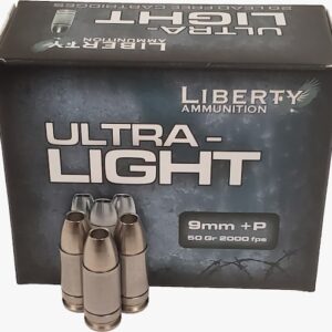 Liberty Ultra-Light Ammunition 9mm Luger +P 50 Grain Fragmenting Hollow Point Lead Free 500 round