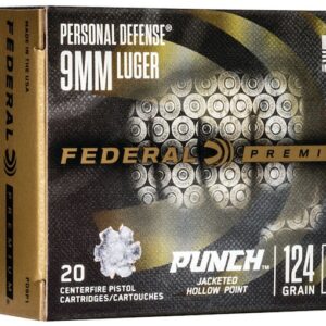 Federal Premium Personal Defense Punch Ammunition 9mm Luger 124 Grain Jacketed Hollow Point  500 round