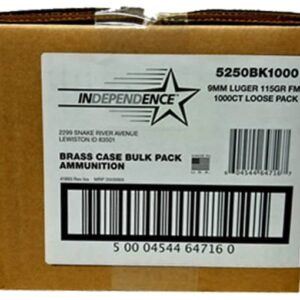 Independence Ammunition 9mm Luger 115 Grain Full Metal Jacket Bulk 1000 round