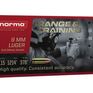 Norma Range & Training Ammunition 9mm Luger 115 Grain Full Metal Jacket 1000 round