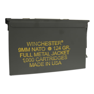 Winchester USA HANDGUN 9mm Luger 124 grain Full Metal Jacket Brass Case 1000 ROUNDS