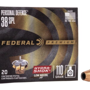 Federal Premium Centerfire Handgun Ammunition .38 Special 110 grain Hydra-Shok Jacketed Hollow Point Centerfire Pistol Ammunition 500 ROUNDS