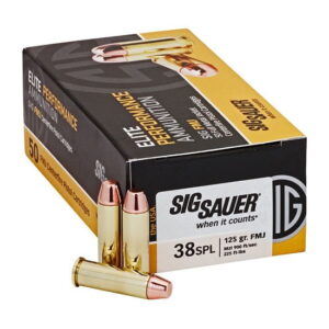 Sig Sauer Elite Performance .38 Special 124 grain Full Metal Jacket Brass Cased Centerfire Pistol Ammunition 500 RDS